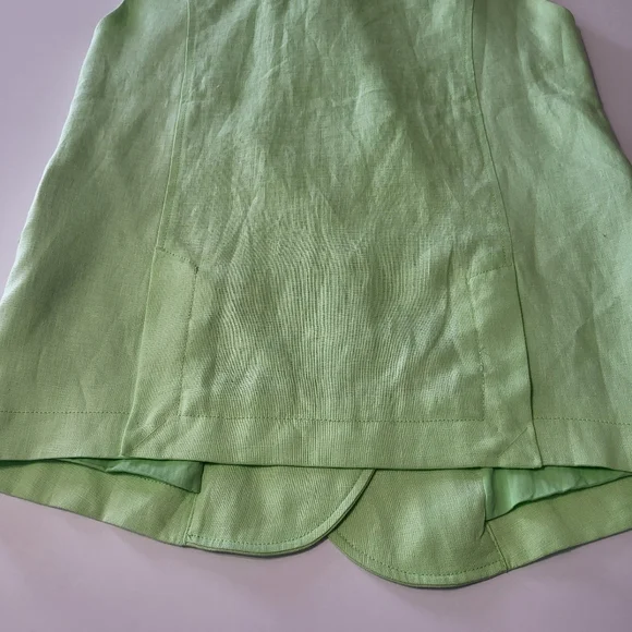 We The Free Bright Young Things Linen Blazer Vest Lime Green Sleeveless Size M - Picture 3 of 10